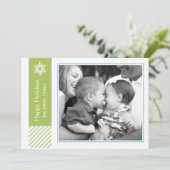 Snowflake and Stripes | Green Holiday Photo Cards シーズンカード (スタンド正面)