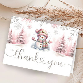 Snowflake Baby Shower Folded Thank You Card サンキューカード