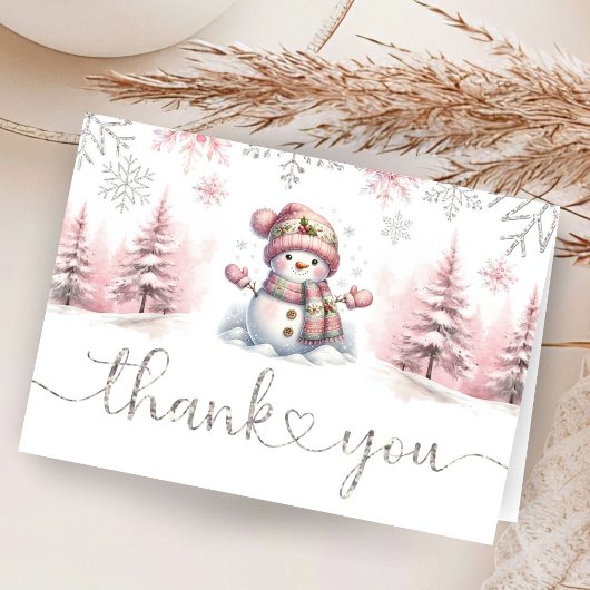 Snowflake Baby Shower Folded Thank You Card サンキューカード
