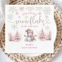 Snowflake Baby Shower Pink Girl Paper Napkin スタンダードカクテルナプキン