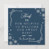 Snowflake Blue Labor & Delivery NICU Hospital サンキューカード (正面)