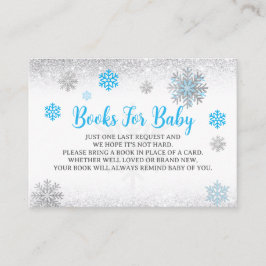  Snowflake Blue & Silver Baby Shower Book Request  エンクロージャーカード