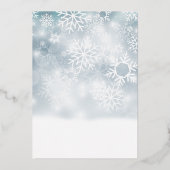 Snowflake Blue & White Photo Happy Holidays 箔シーズンカード (裏面)
