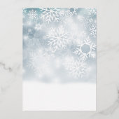 Snowflake Blue & White Photo Season's Greetings 箔シーズンカード (裏面)