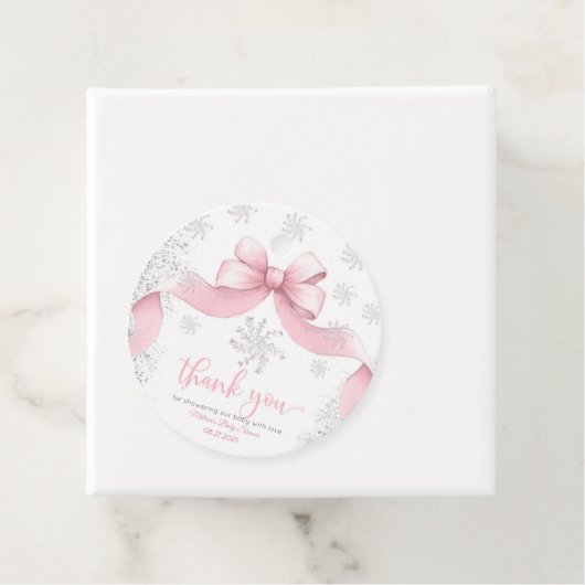 Snowflake Bow baby shower フェイバータグ (インサイチュ)
