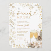 Snowflake Brunch & Bubbly Champagne Bridal Shower  招待状 (正面/裏面)