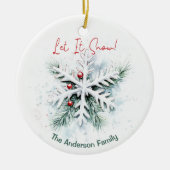 Snowflake Christmas Ornament | カスタムネーム セラミックオーナメント (正面)