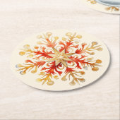 Snowflake Christmas Set of 6  ラウンドペーパーコースター (アングル)