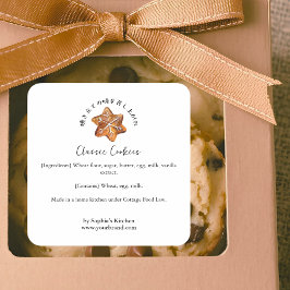 Snowflake Cookie Watercolor Bakery Ingredient スクエアシール