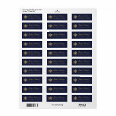 Snowflake Elegant Navy Blue Faux Gold Foil Winter  ラベル (フルシート)