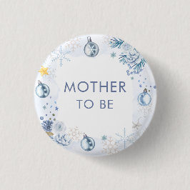 Snowflake Flower Winter Mother To Be Baby Shower 缶バッジ