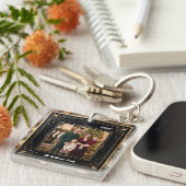 Snowflake Frame Family Photo Christmas Acrylic Key キーホルダー (正面右)
