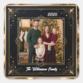 Snowflake Frame Family Photo Christmas Sticker スクエアシール