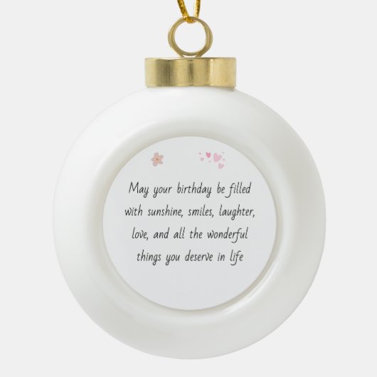 Snowflake Framed Birthday Ornament with Message セラミックボールオーナメント (正面)