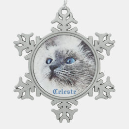 Snowflake Framed Cat Ornament スノーフレークピューターオーナメント