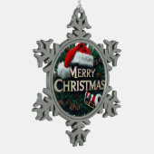 Snowflake Framed Christmas Ornament – Rustic Holid スノーフレークピューターオーナメント (左)