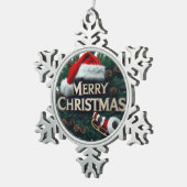 Snowflake Framed Christmas Ornament – Rustic Holid スノーフレークピューターオーナメント (右)