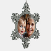 Snowflake Framed Personized Photo Ornament スノーフレークピューターオーナメント (左)