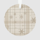 Snowflake Gingham Plaid Ornament – Neutral Beige オーナメント (裏面)