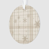 Snowflake Gingham Plaid Ornament – Neutral Beige オーナメント (正面)