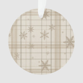 Snowflake Gingham Plaid Ornament – Neutral Beige オーナメント