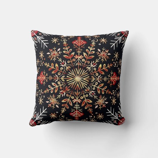 Snowflake Gold and Red クッション (裏面)