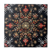 Snowflake Gold and Red タイル (正面)