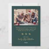 Snowflake Green and Gold 5 Photo Collage Happy シーズンカード (裏面)