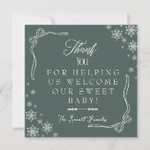 Snowflake green Labor & Delivery NICU Hospital   サンキューカード (正面)
