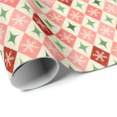 Snowflake Harlequin MCM Red & Green ラッピングペーパー (ロールコーナー)