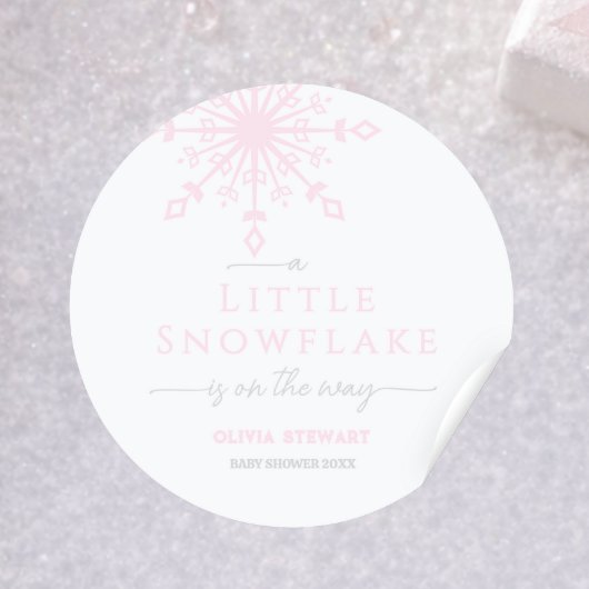 Snowflake is on the way Winter Baby Shower ラウンドシール