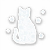 Snowflake Kitty — Minimalist Winter Cat Sticker シール (正面)