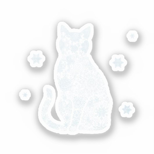 Snowflake Kitty — Minimalist Winter Cat Sticker シール (正面)