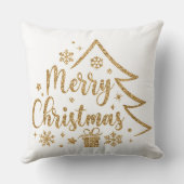 Snowflake Merry Christmas Throw Pillow クッション (裏面)