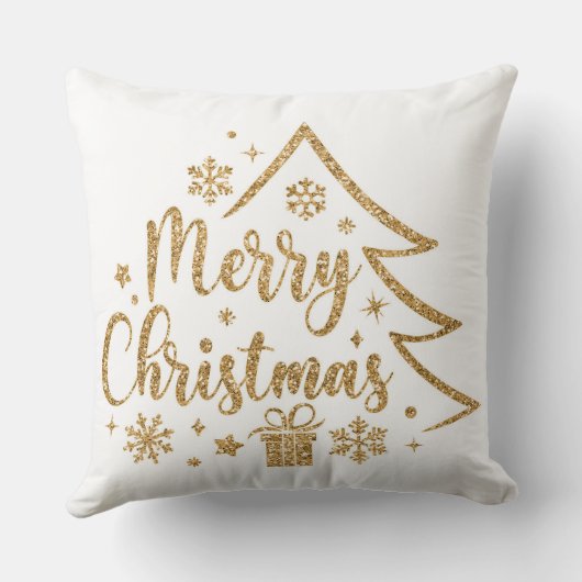 Snowflake Merry Christmas Throw Pillow クッション (裏面)