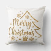 Snowflake Merry Christmas Throw Pillow クッション (正面)