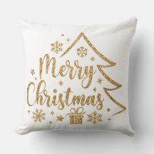 Snowflake Merry Christmas Throw Pillow