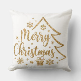 Snowflake Merry Christmas Throw Pillow クッション