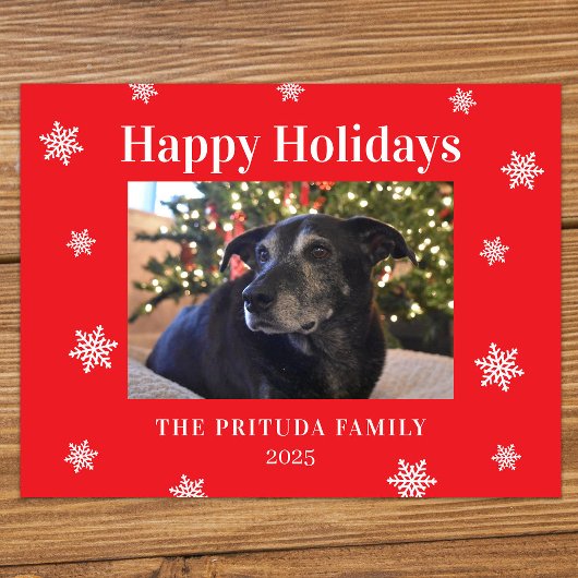 Snowflake Modern Family Photo Holiday ポストカード