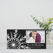Snowflake on Black初めてのクリスマスPhoto Card シーズンカード (スタンド正面)