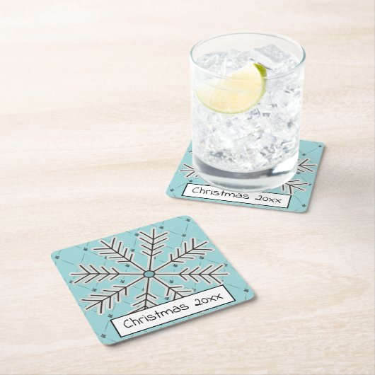 Snowflake on Blueカスタマイズ可能な紙コースター スクエアペーパーコースター (インサイチュ)