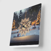 Snowflake Ornament Winter Wall Clock スクエア壁時計 (傾斜)