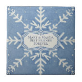 Snowflake pattern blue & white holiday タイル (正面)