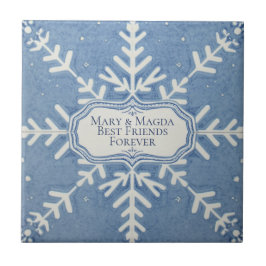 Snowflake pattern blue & white holiday タイル
