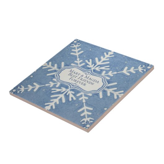 Snowflake pattern blue & white holiday タイル (側面)