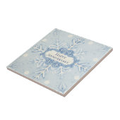 Snowflake pattern blue & white holiday custom name タイル (側面)