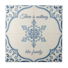 Snowflake pattern blue & white holiday custom name タイル