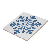 Snowflake pattern blue & white holiday custom name タイル (側面)