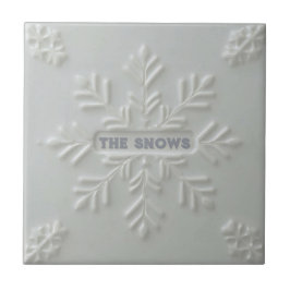 Snowflake pattern blue & white holiday custom name タイル