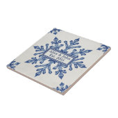 Snowflake pattern blue & white holiday custom name タイル (側面)